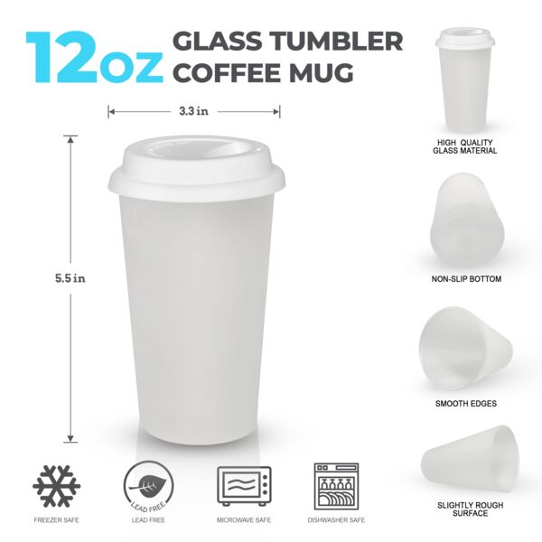 12oz Glass Tumbler Coffee Mug Thumbnail