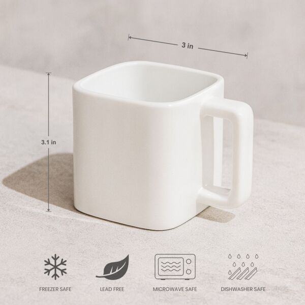 11oz Square Ceramic White Mug Thumbnail