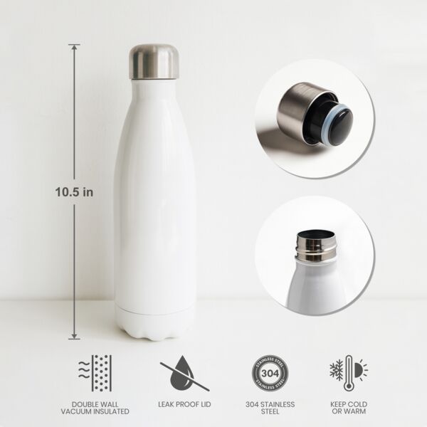 17oz Sparkling Stainless Cola Bottle with Lid (White) Thumbnail