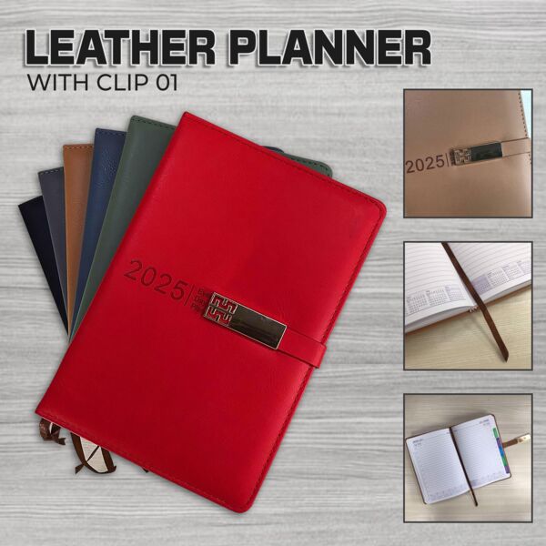 Leather Cover Planner with Clip 01 Thumbnail
