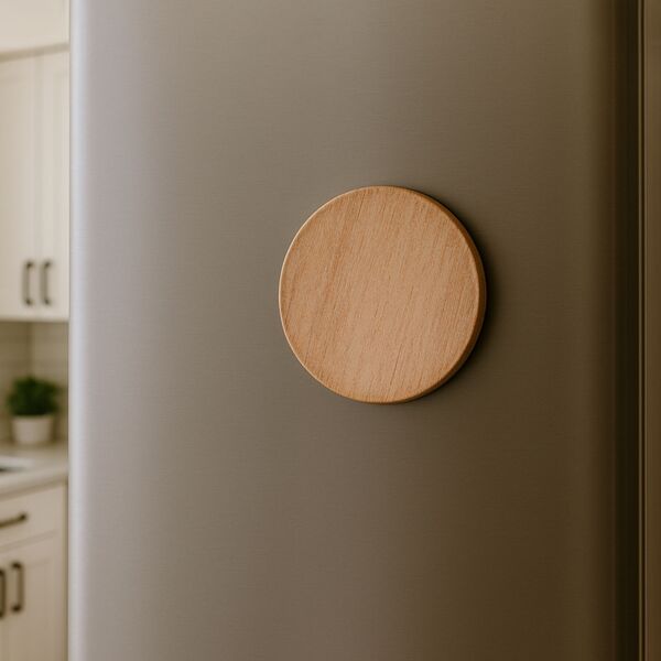 Round Wooden Fridge Magnet Thumbnail