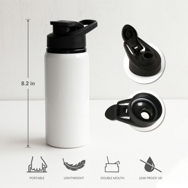 600ml Aluminun Bottle with Black Portable Lid Thumbnail