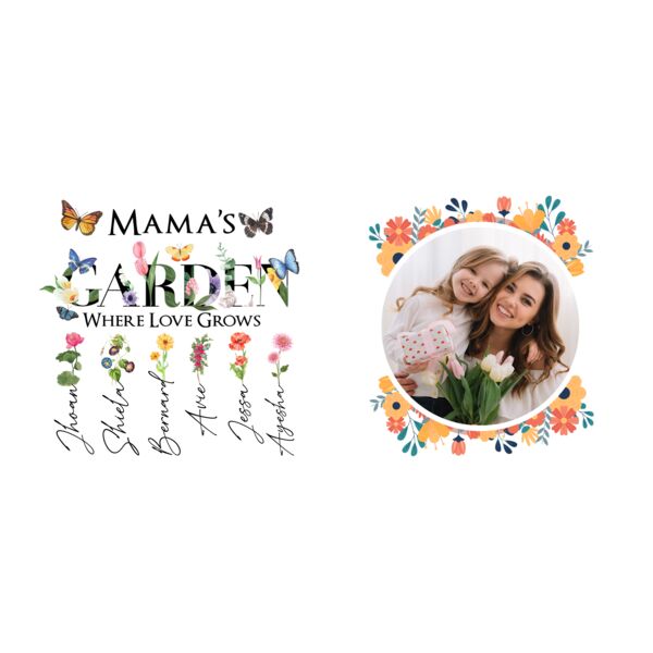 MAMA's GARDEN Where Love Grows,  Photo Frame with Customizable Image and Personalized Names, Mother's Day - GAR-001 Thumbnail