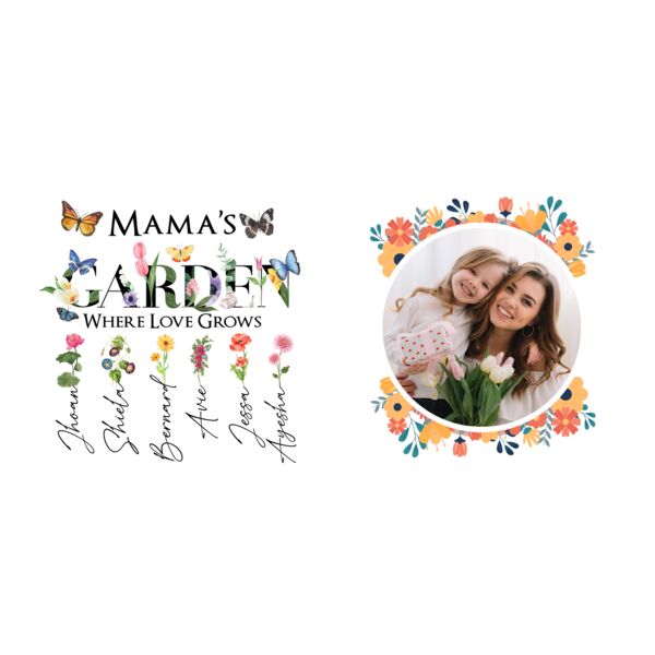 MAMA's GARDEN Where Love Grows,  Photo Frame with Customizable Image and Personalized Names, Mother's Day - GAR-001 Thumbnail