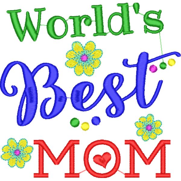World's Best MOM, Embroidery Design for Mother's Day - EBM-0014 Thumbnail